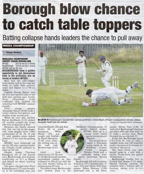 Bessborough blow chance to catch table toppers